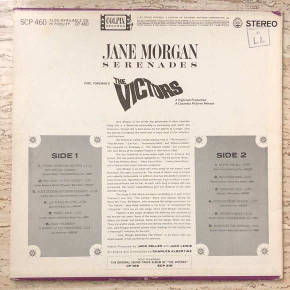 Jane Morgan The Victors Movie Soundtrack Vinyl Lp '63 - Picture 9 of 10